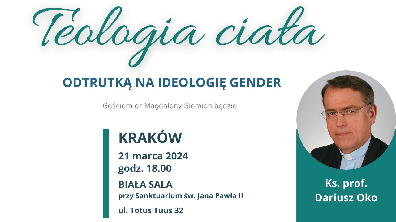 Read more about the article Teologia ciała – gościem będzie ks. Prof Dariusz Oko